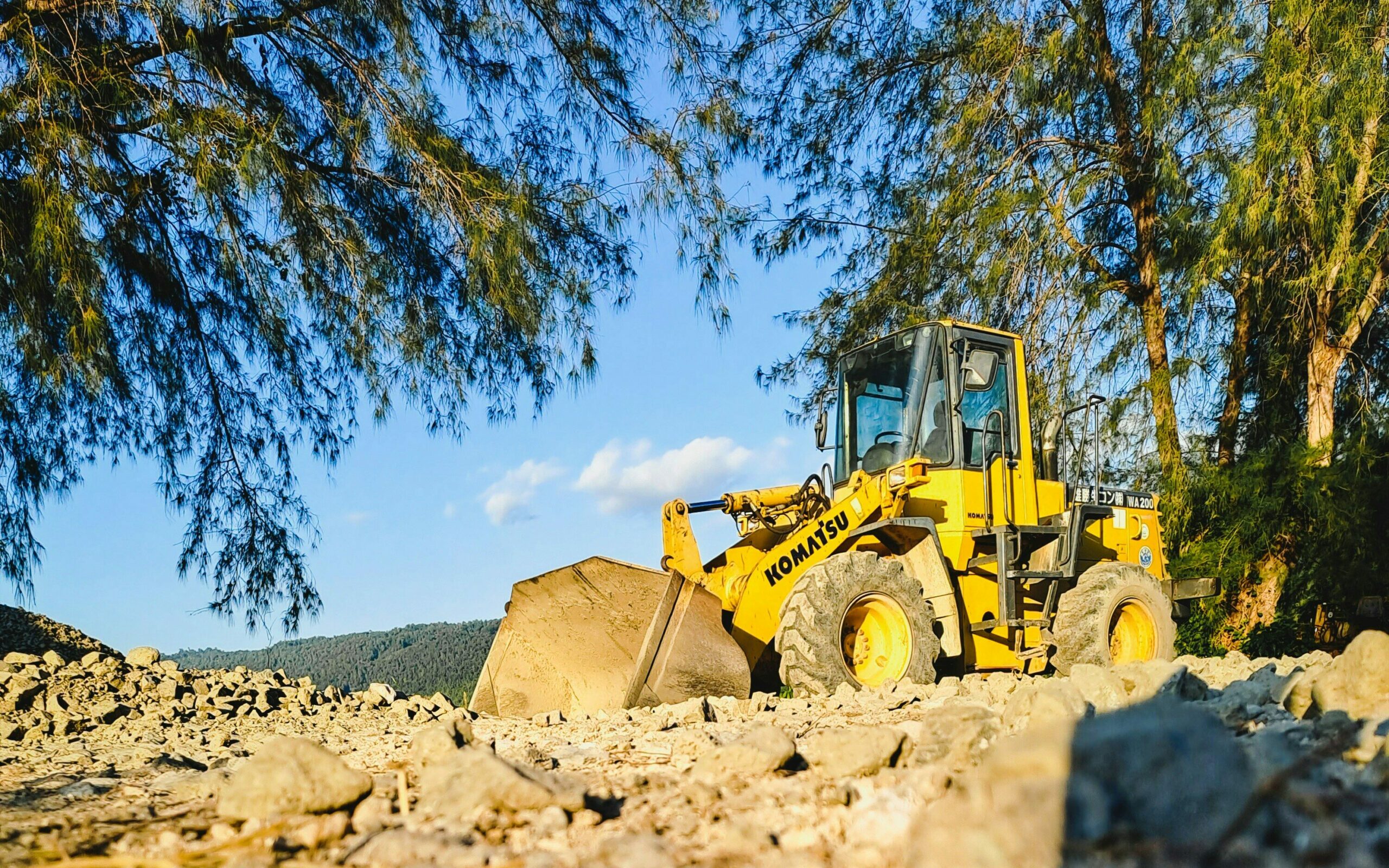 Digger on site for rubble removal